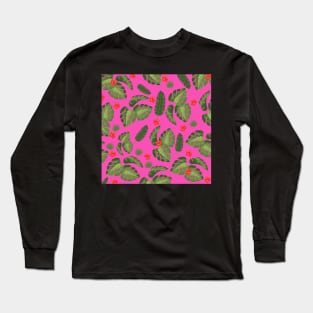 Tropical leaves Pink Long Sleeve T-Shirt